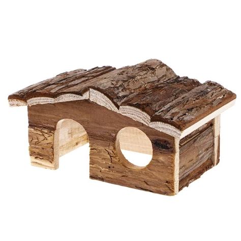 wooden hamster home|wooden hamster house with bark.